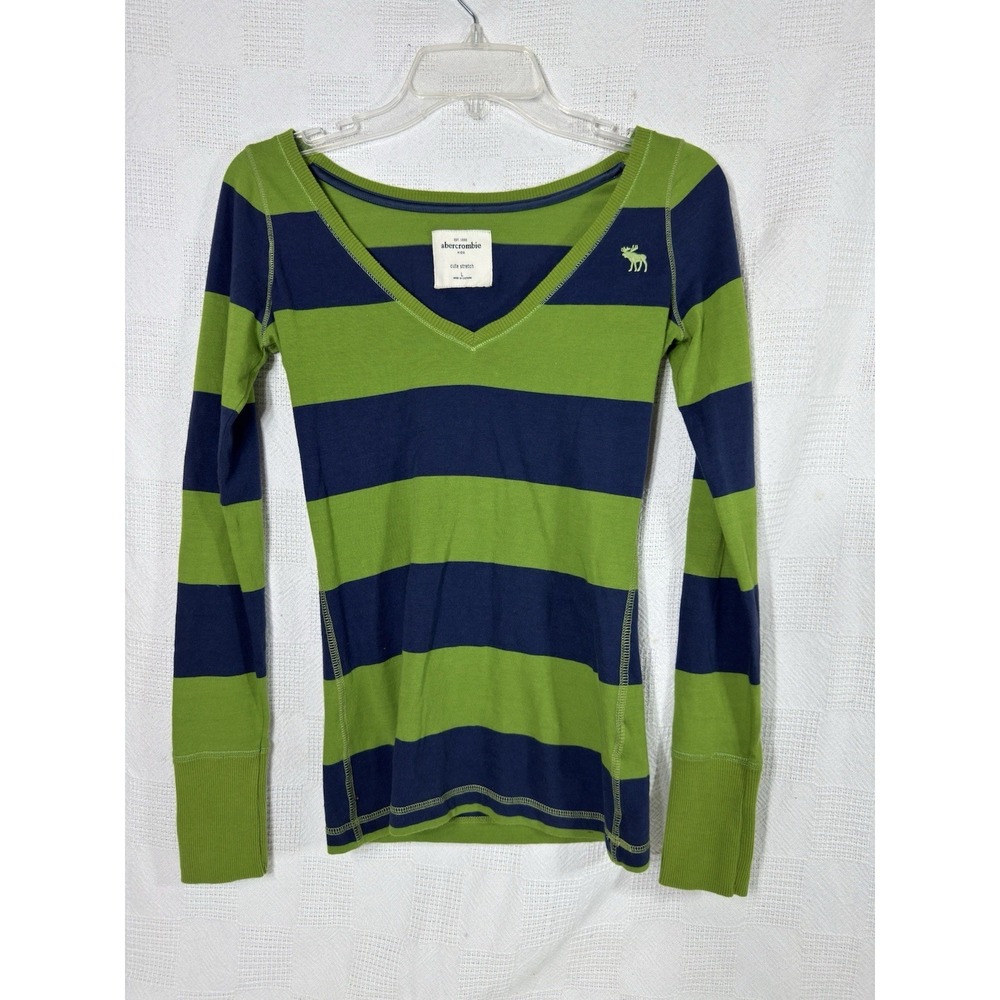 Abercrombie Kids Girls Long Sleeve‎ Vintage Green/Navy Shirt Size Large